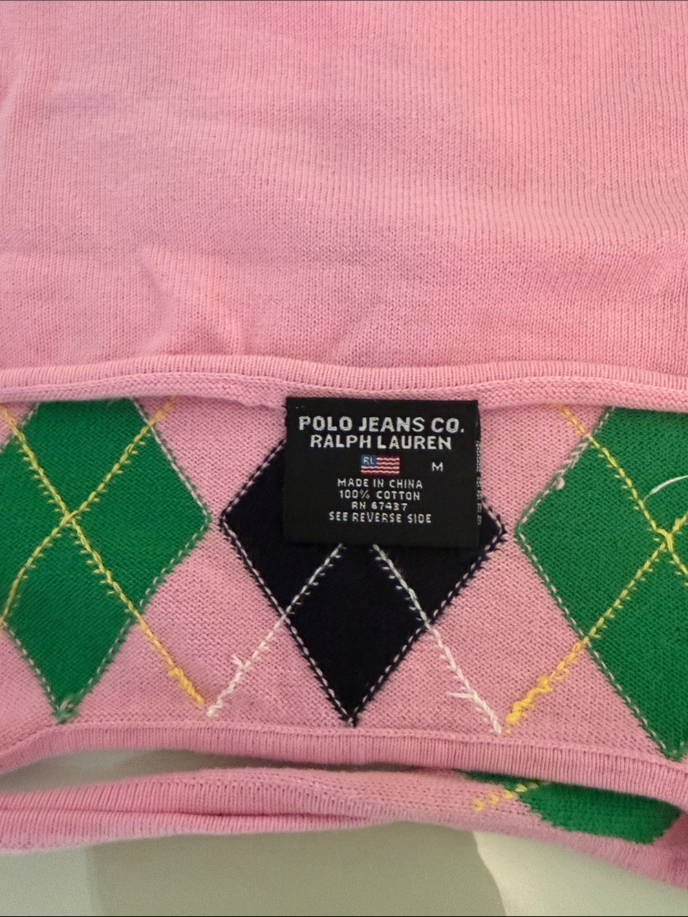 Polo by Ralph Lauren Pink Green Black Argyle Halter Tank Top - Picture 3 of 3